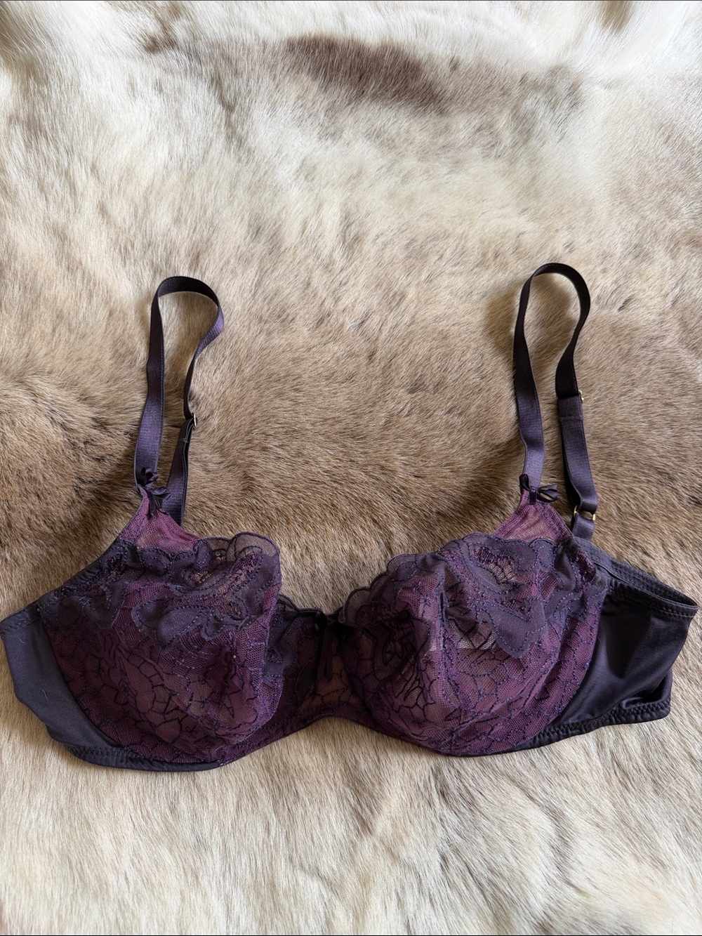 Wacoal Plum Lace Underwire Bra with Sheer Overlay